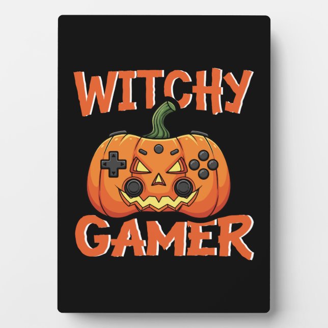 Witchy Gamer Halloween Plaque (Front)