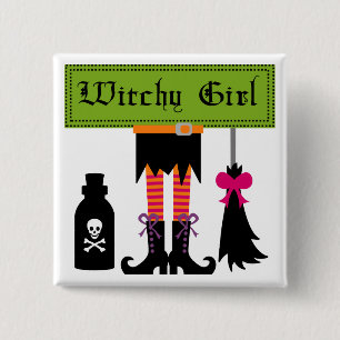 Witchy Girl Halloween T-shirts and Gifts 15 Cm Square Badge