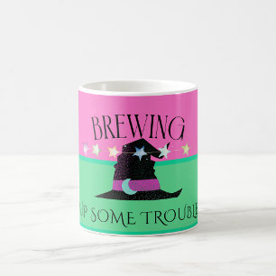 Witchy Girls Pink & Green Halloween Custom Mug