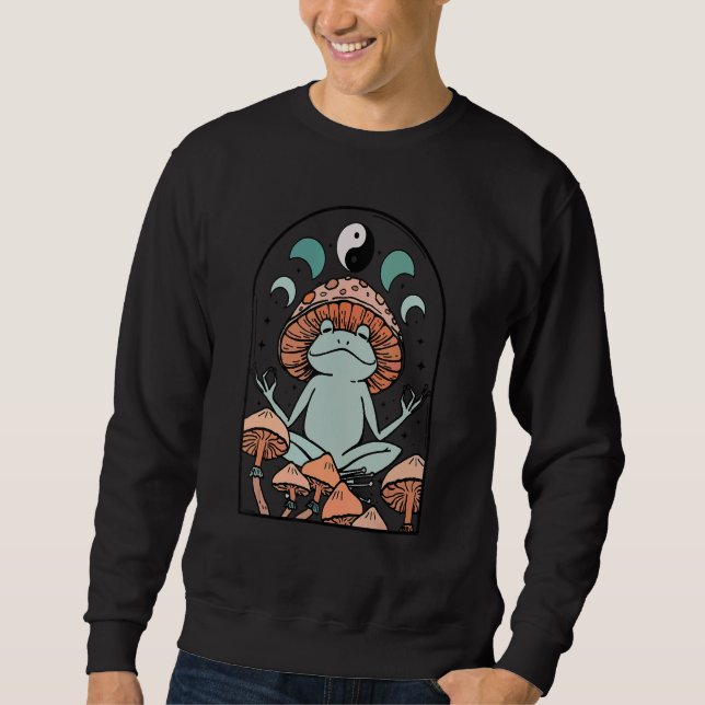 Witchy Goblincore Aesthetic Frog Toad Mushroom Vin Sweatshirt (Front)