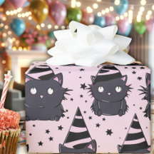 Witchy Goth Baby Pink Black Kitty Cat Birthday
