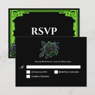 Witchy green Glow Gothic Wedding RSVP Card