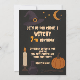 Witchy Halloween BIrthday Invitation