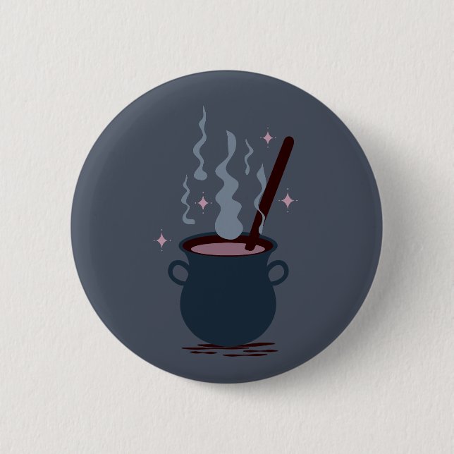 Witchy Halloween Caldron  6 Cm Round Badge (Front)
