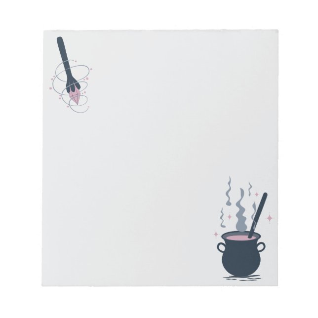 Witchy Halloween Caldron and Magic Wand Notepad (Front)