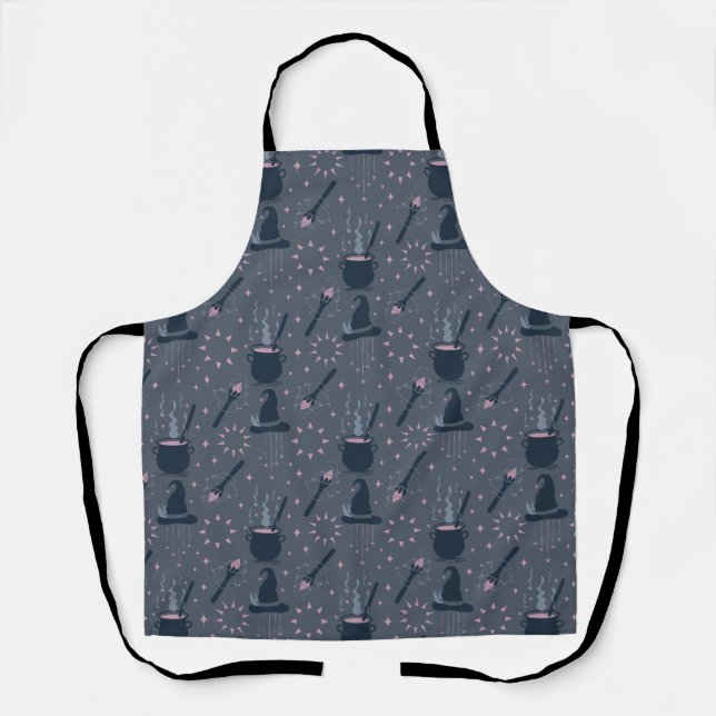 Witchy Halloween Caldron Magic Apron (Front)