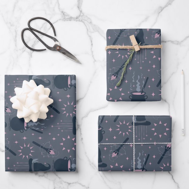 Witchy Halloween Caldron Magic Wrapping Paper Sheet (Front)