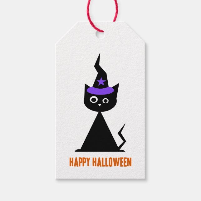Witchy +{ halloween }+ Cat Gift Tags (Front)
