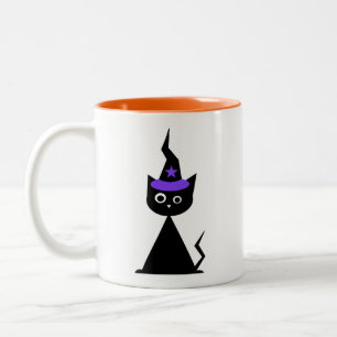 Witchy Halloween Cat Two-Tone Coffee Mug