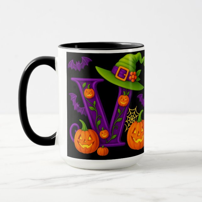 Witchy Halloween Initial “V” Mug (Left)