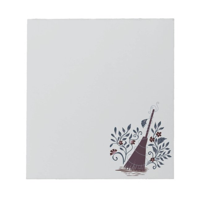 Witchy Halloween - Magic Floral Broom Notepad (Front)