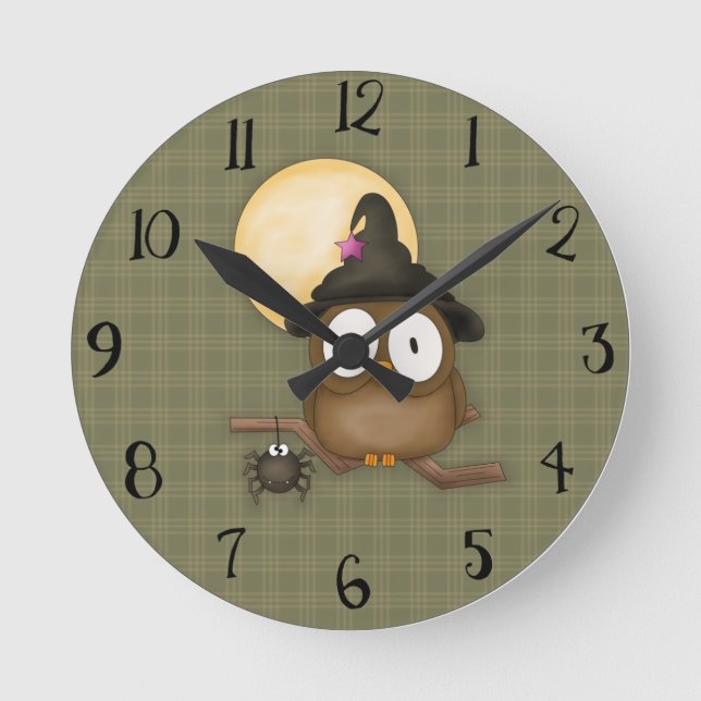 Witchy Halloween Owl Clock (Front)