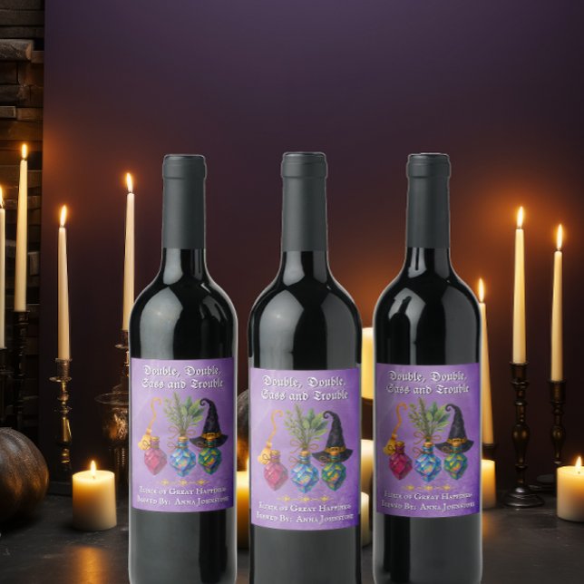Witchy Halloween Potion Cocktail Party Wine Label (Witchy Halloween Potion Party Wine Label)