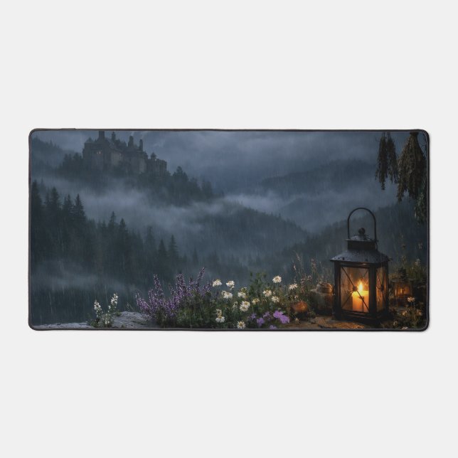 Witchy Lantern Moon View Desk Mat (Front)