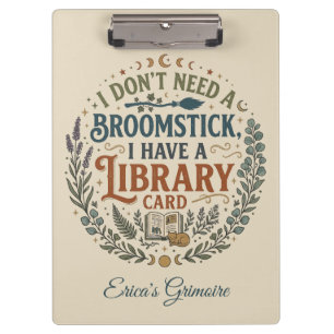 Witchy Librarian Library Card Book Lover Custom Clipboard