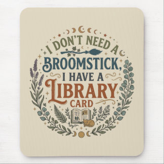 Witchy Librarian Library Card Book Lover Custom Mouse Pad