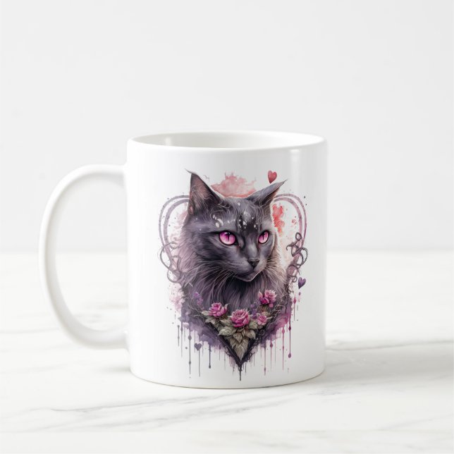 Witchy Little Black Kitty Cat  Coffee Mug (Left)