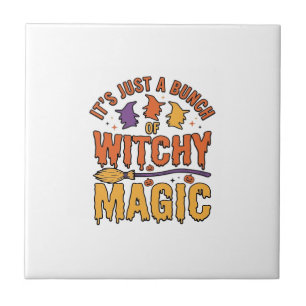 Witchy Magic Halloween Typography Design_1 Ceramic Tile