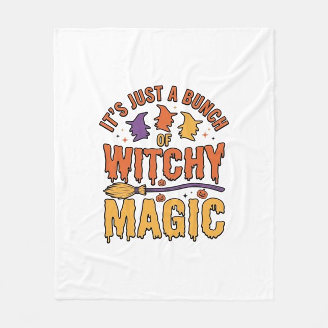 Witchy Magic Halloween Typography Design_1 Fleece Blanket (Front)