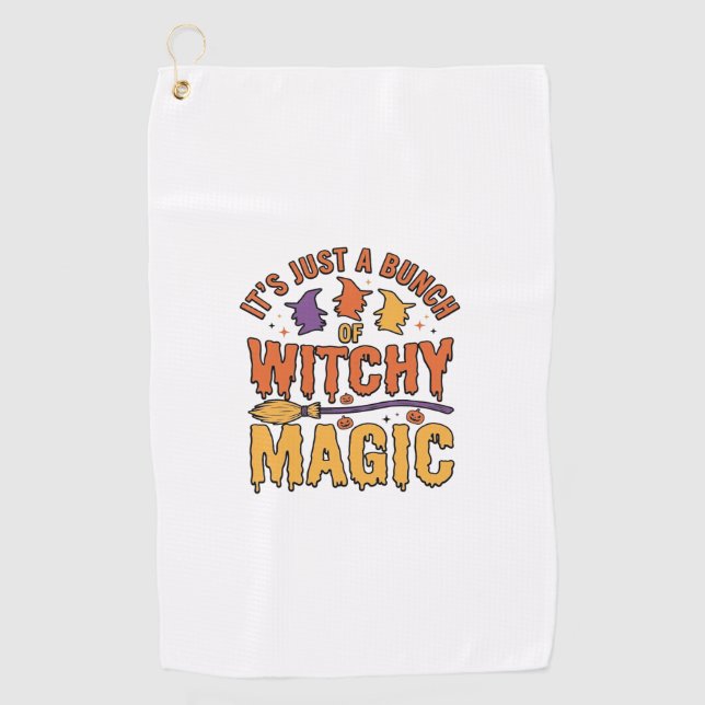 Witchy Magic Halloween Typography Design_1 Golf Towel (Front)