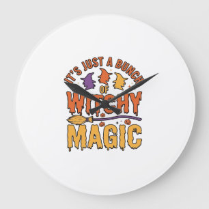Witchy Magic Halloween Typography Design_1 Large Clock