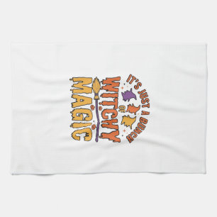Witchy Magic Halloween Typography Design_1 Tea Towel