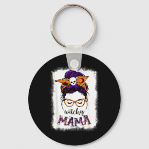 Witchy Mama Halloween Hair Skull Witch Mum Funny Key Ring