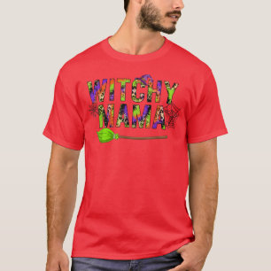 Witchy Mama Halloween Tie Dye Leopard Witch Mum Wo T-Shirt