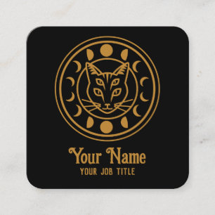Witchy Moon Phases Cat Square Business Card