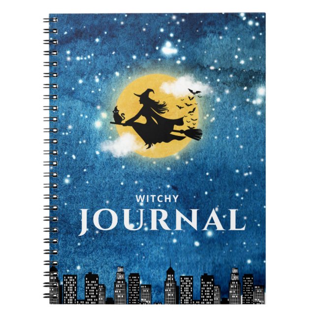 Witchy Moonlight Lined Journal Spiral Notebook  (Front)