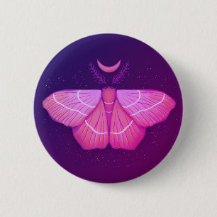 Witchy Moth Butterfly Purple Magical Insect 6 Cm Round Badge