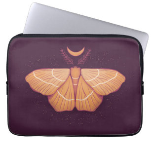 Witchy Moth Moon Purple Magical Insect Laptop Sleeve