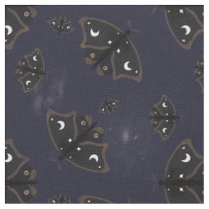 Witchy moths, cloud ans galaxy dark sky fabric