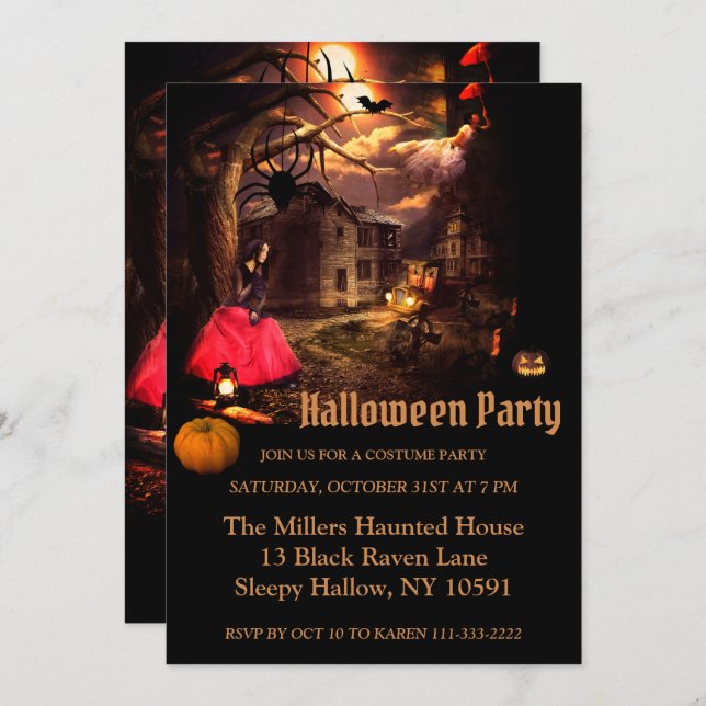 Witchy Night Halloween Night Party Invitation (Front/Back)