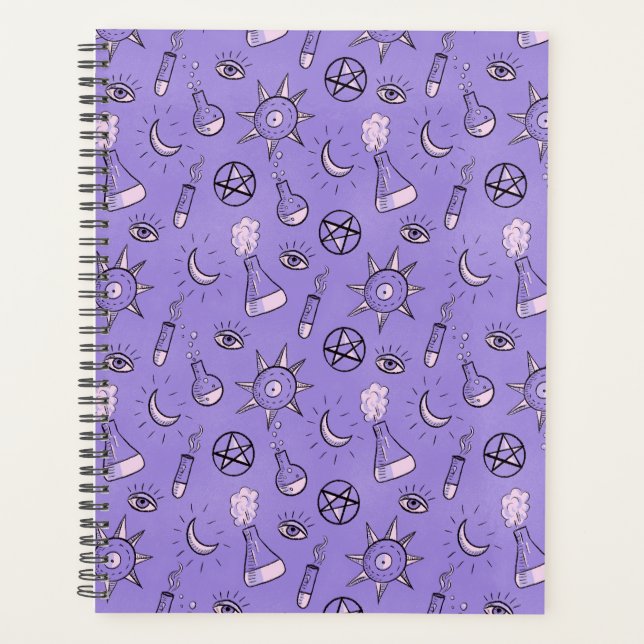 Witchy Occult Symbols Pattern - Mystical Magical Planner (Front)