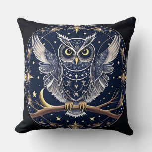 Witchy Owl Celestial Mystic Home Decor Cushion