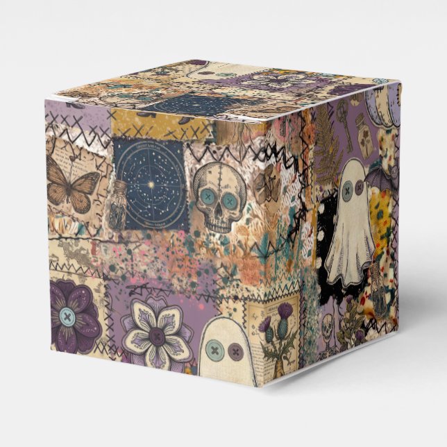 Witchy Patchwork in Purple and Blues Unique Gifts Favour Box (Front Side)