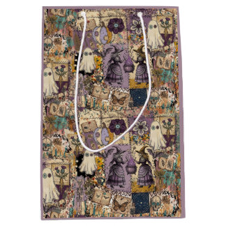 Witchy Patchwork in Purple and Blues Unique Gifts Medium Gift Bag