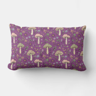 Witchy Plum Purple Fungi Seamless Pattern Gift Lumbar Cushion