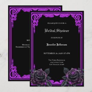 Witchy purple Glow Gothic Bridal Shower Announcement