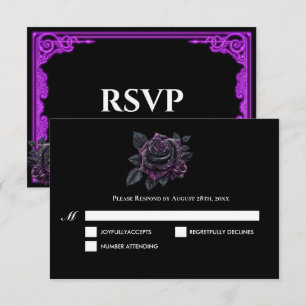 Witchy purple Glow Gothic Wedding RSVP Card