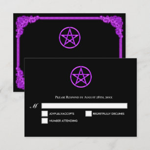 Witchy purple Glow Gothic Wedding RSVP Card
