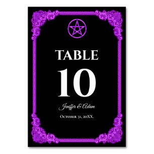 Witchy purple Glow Gothic Wedding Table number
