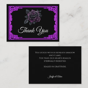 Witchy purple Glow Gothic wedding Thank You Card