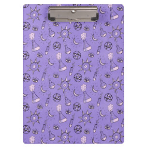 Witchy Purple Potion, Moon, Sun and Eye Pattern Clipboard