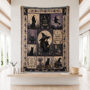 Witchy Quilt Halloween Decor Throw Blanket