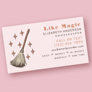 Witchy Retro Professional Cleaning House Keeping Business Card