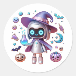 Witchy Robot Halloween Sticker Cute Holographic