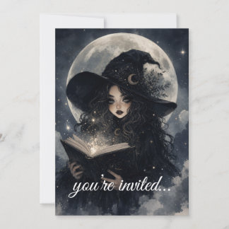 witchy second birthday party invite cute magical