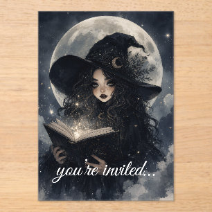 witchy second birthday party invite cute magical acrylic invitations